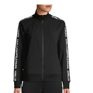 Karl Lagerfeld Paris Logo Tape Zip Up Sweater